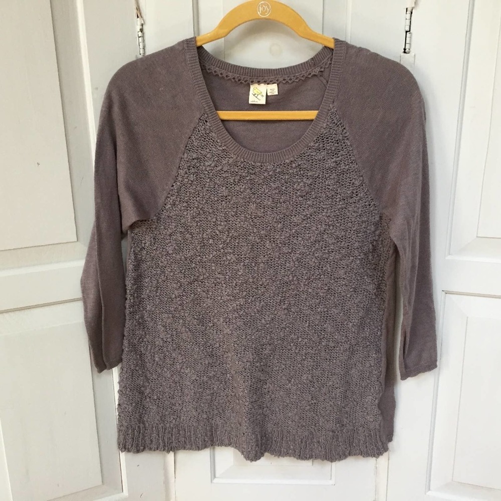 Anthropologie Yellow Bird Gray Textured Sweater